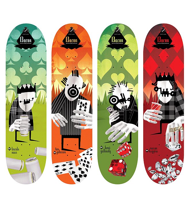 Outsiders - Bacon Skateboards | Design by  M80 Branding, Portland OR - Large